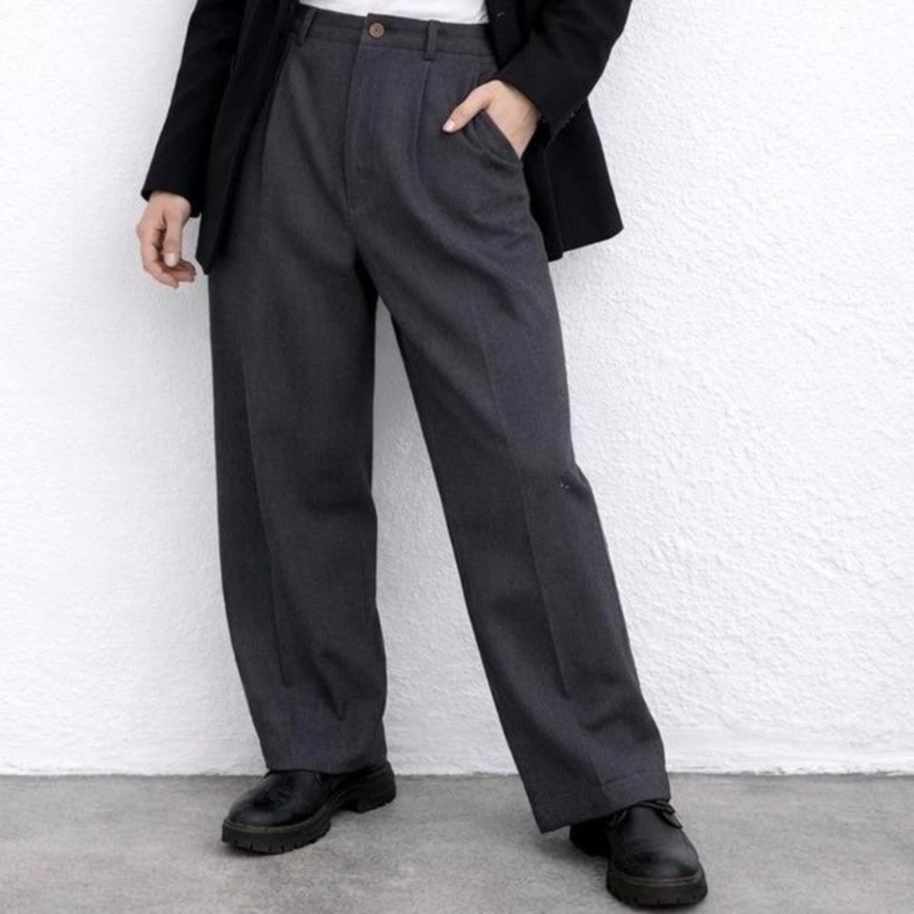 VTG 90s Pleated Trousers Charcoal Gray Officecore 34x32 Normcoe‎ NWT NOS